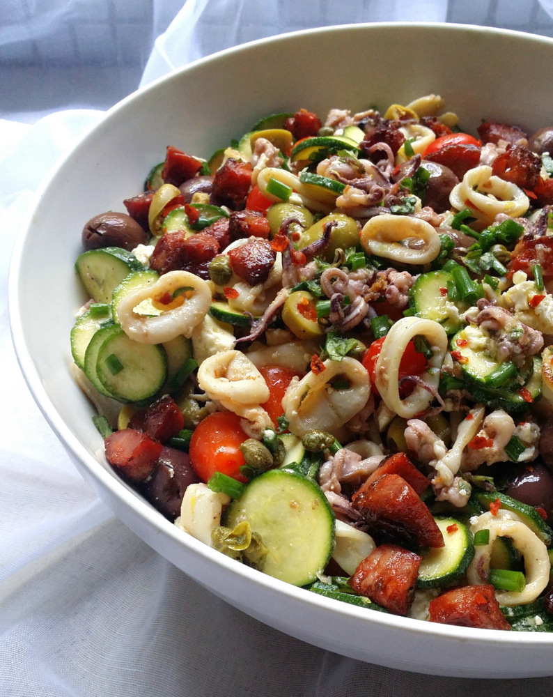 Low-Carb Mediterranean 'Pasta' Salad, but with Calamari | Scrumptious ...