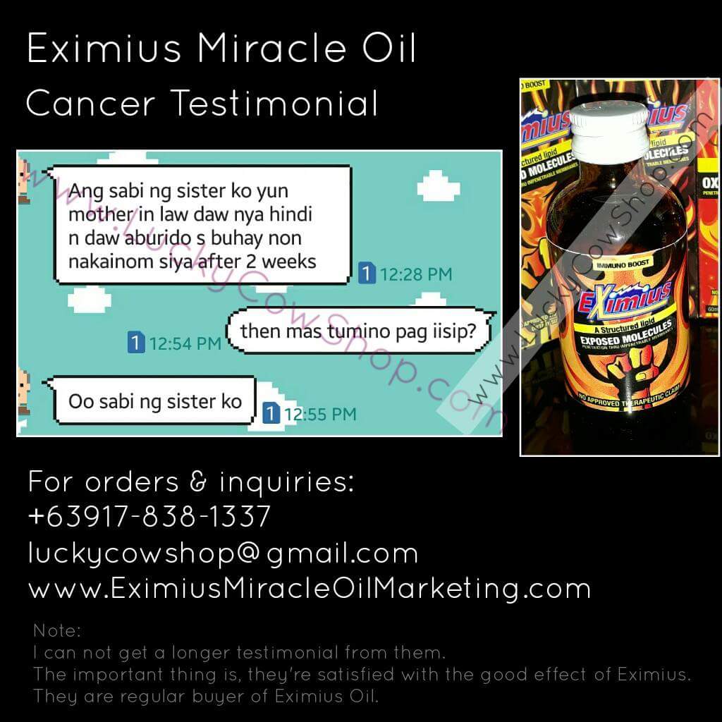 eximius miracle oil testimonial cancer