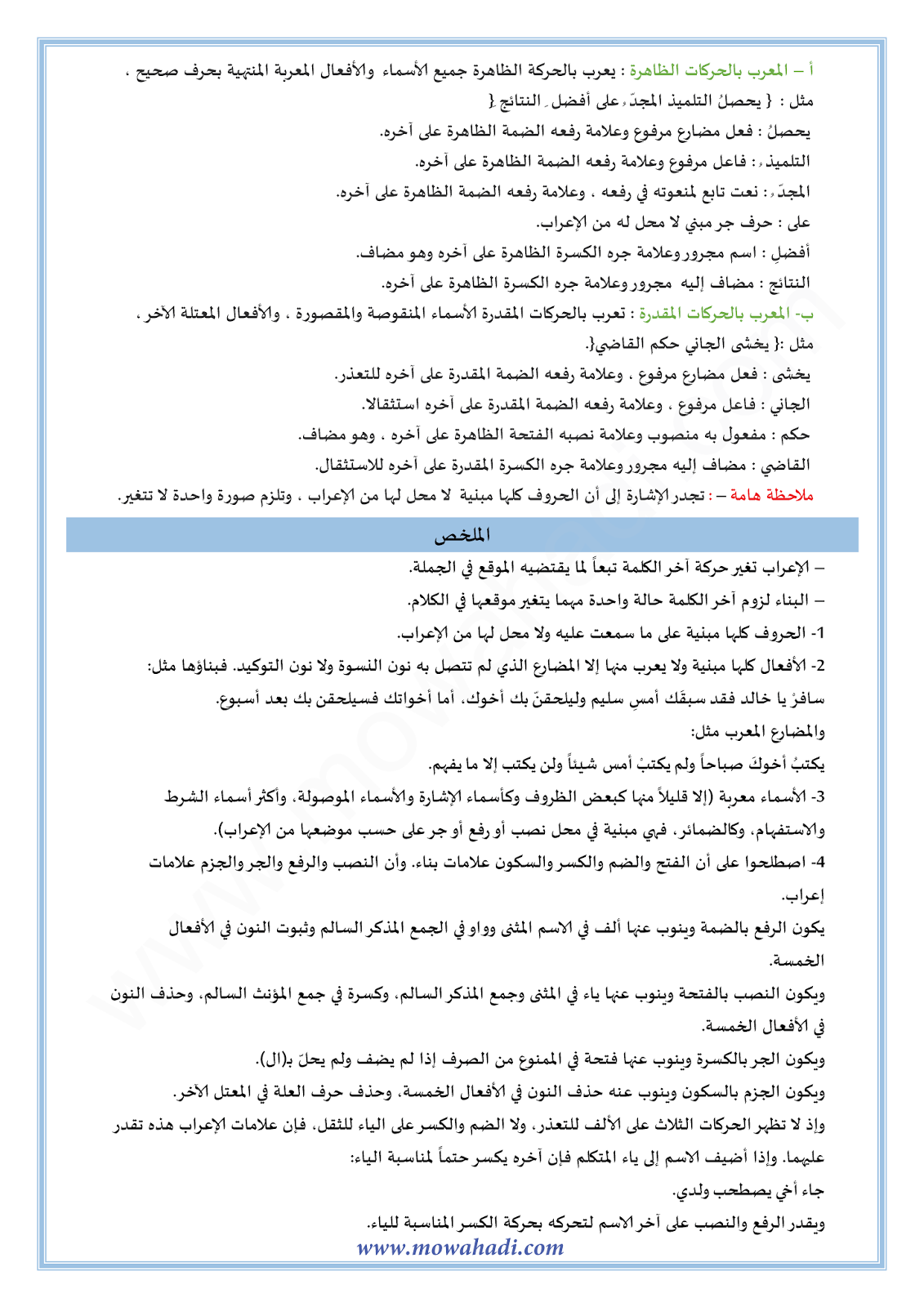 الدرس اللغوي الاعراب و البناء للسنة الأولى اعدادي في مادة اللغة العربية 7-cours-dars-loghawi1_002