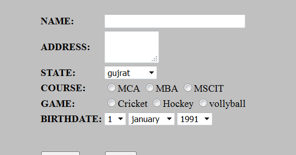Student Registration Form in Html - Coding