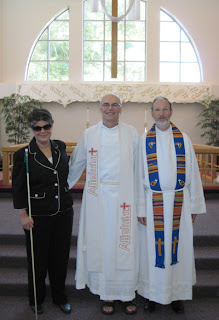 Laurel with Pastor Ed and Pastor Dave at Calvary Lutheran Church