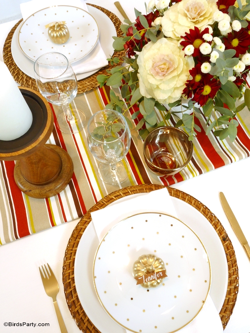 Modern DIY Thanksgiving Tablescape - BirdsParty.com