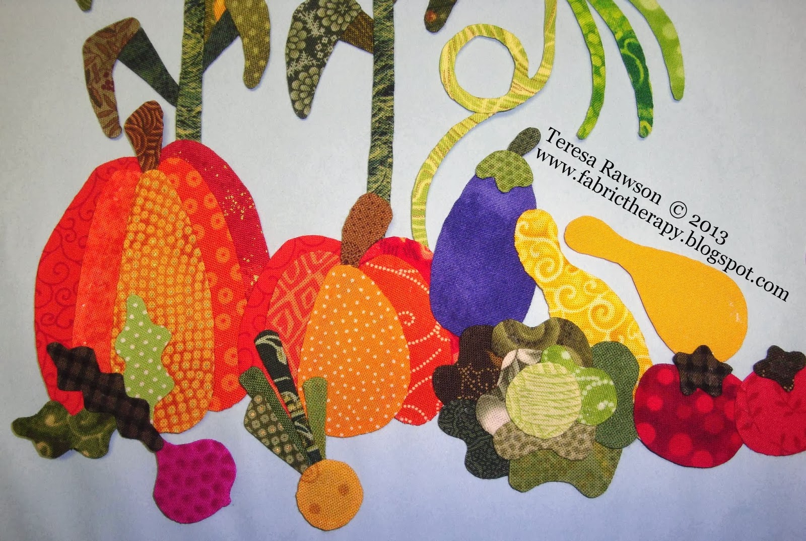 FABRIC THERAPY The "Good Earth" Quilt Vegetable Garden sneak peek...