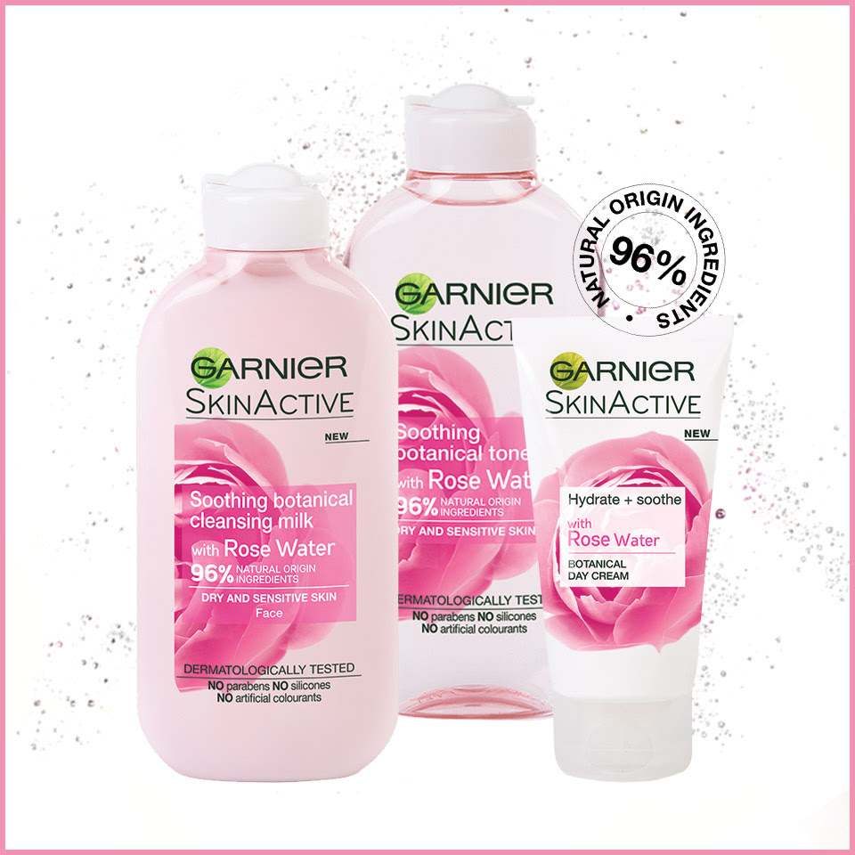 Garnier SkinActive Rose Floral Water Range. Blonde Male