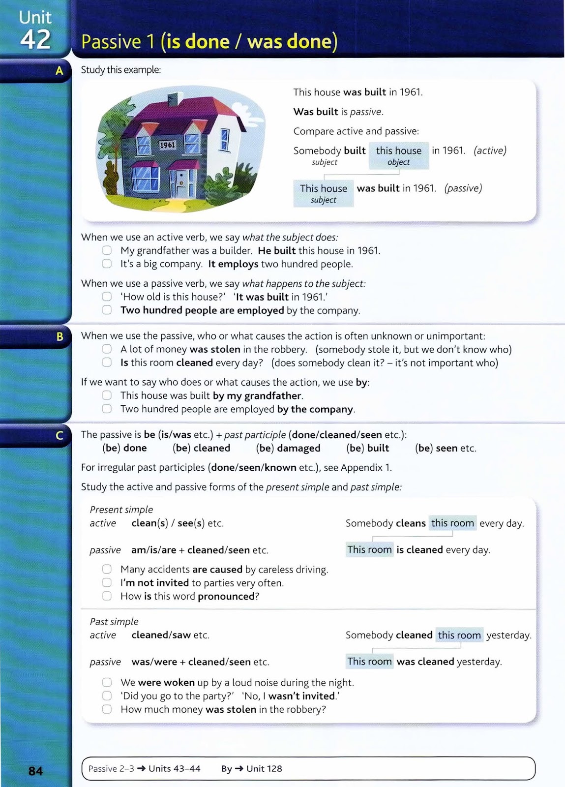 Unit 42 Passive 1 (is done/ was done) English Grammar in Use