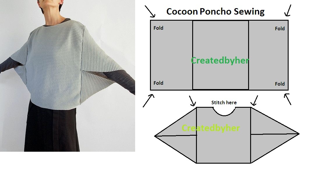 Cocoon Poncho Sewing Cutting And Stitching