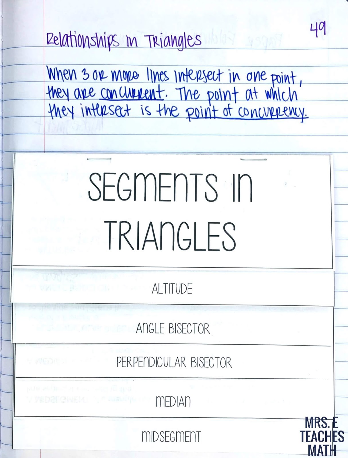 Relationships In Triangles Inb Pages Mrs E Teaches Math