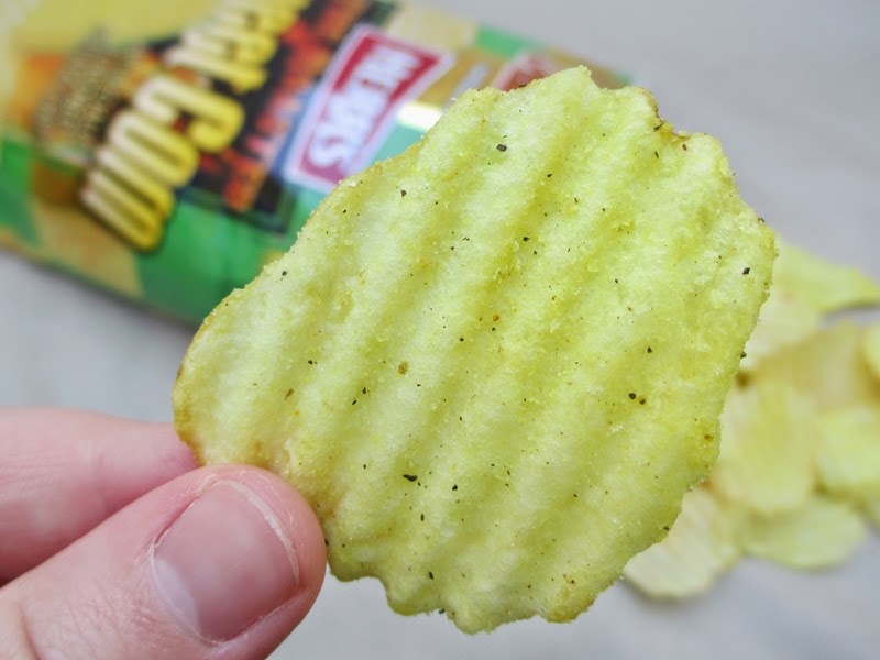 Herr's Fire Roasted Sweet Corn Flavored Potato Chips Closeup
