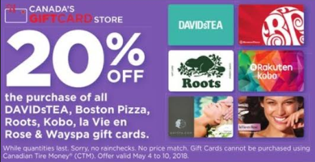Canadian Rewards: Canadian Tire: Gift Cards 20% Off