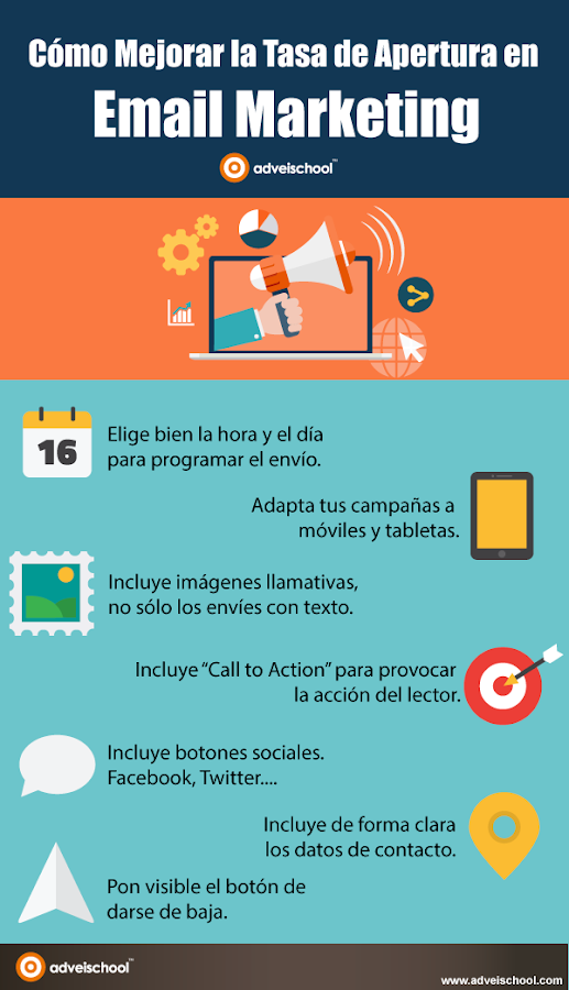 Infografía, Cómo Mejorar la Tasa de Apertura en Email Marketing.