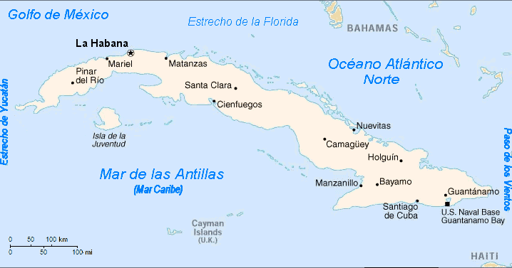 Cuba MAP Released Into The Public Domain By Its Author, Ismo At The Spanish Wikipedia Project 