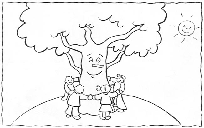 Desenhos de árvores para colorir com as crianças