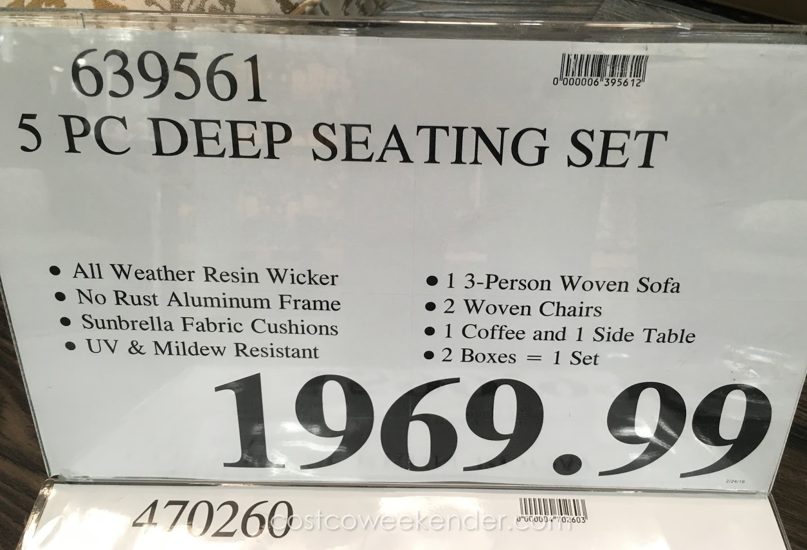 Sunbrella 5piece Woven Seating Group Costco Weekender