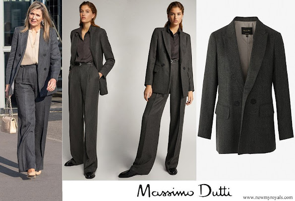Queen Maxima wore Massimo Dutti herringbone suit