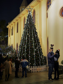 Christmas tree at the Immaculate Conception Church (圣母无原罪堂), also known as the Shiqi Catholic Church (石岐天主教堂), in Zhongshan, China