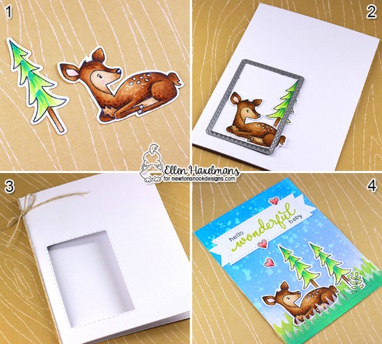 Interactive Hello Baby Card by Ellen Haxelmans | Deer Friend Stamp Set by Newton's Nook Designs #newtonsnook #handmade