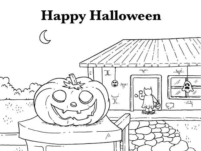 Free happy halloween coloring pages template for print kids and Adults