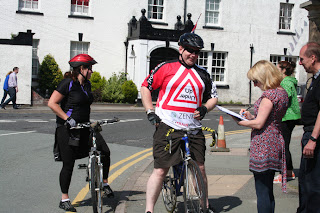 Dave+happy+to+arrive+at+the+checkpoint+in+Audlem Foundation Rides, a Great Success