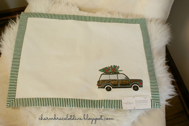 Christmas placemat with woody station wagon and Christmas tree