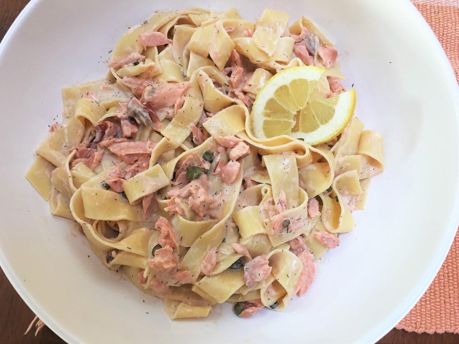 Pappardelle Noodles with Smoked Salmon, Dill and Capers mysavoryspoon
