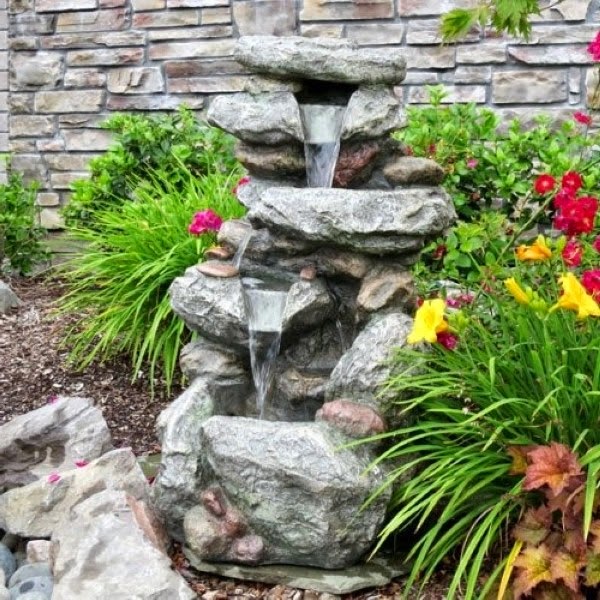 A relaxing garden and backyard waterfalls