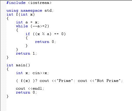 C++: C++: Whether a given Number is Prime or Not in C++