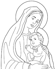 Virgen María y el niño Jesús colorear