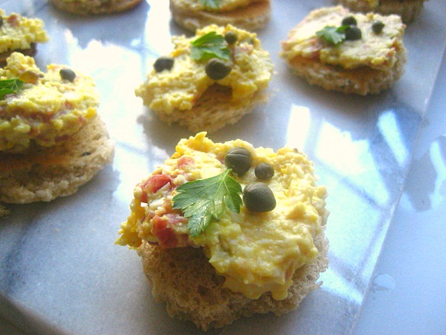 More Holiday Appetizers: Salami & Egg Canapes
