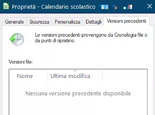 recupero versioni precedenti ripristino file
