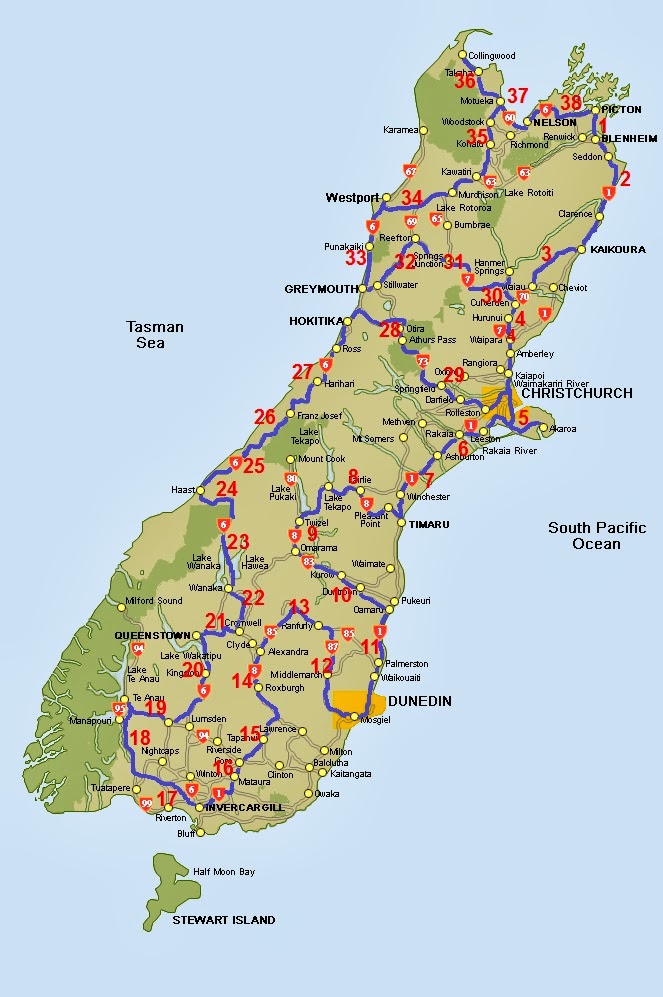 Route Map   South Island V1.1 