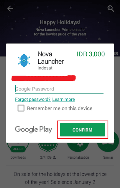 masukan email untuk konfirmasi pembayaran aplikasi di play store