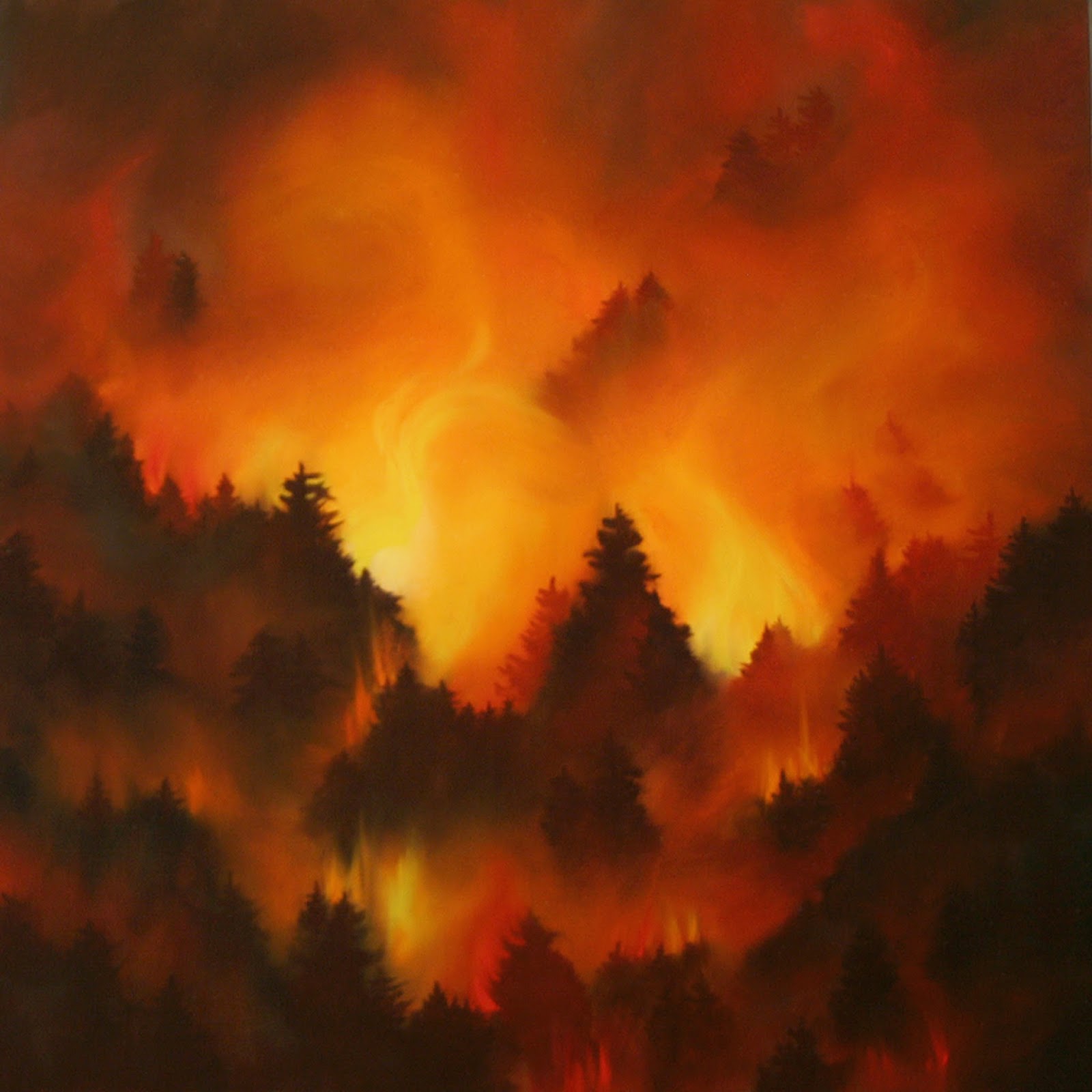 Artists Of Texas Contemporary Paintings and Art "Wildfire" 12x12, Oil