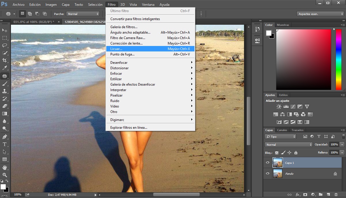 Como adelgazar una foto en photoshop