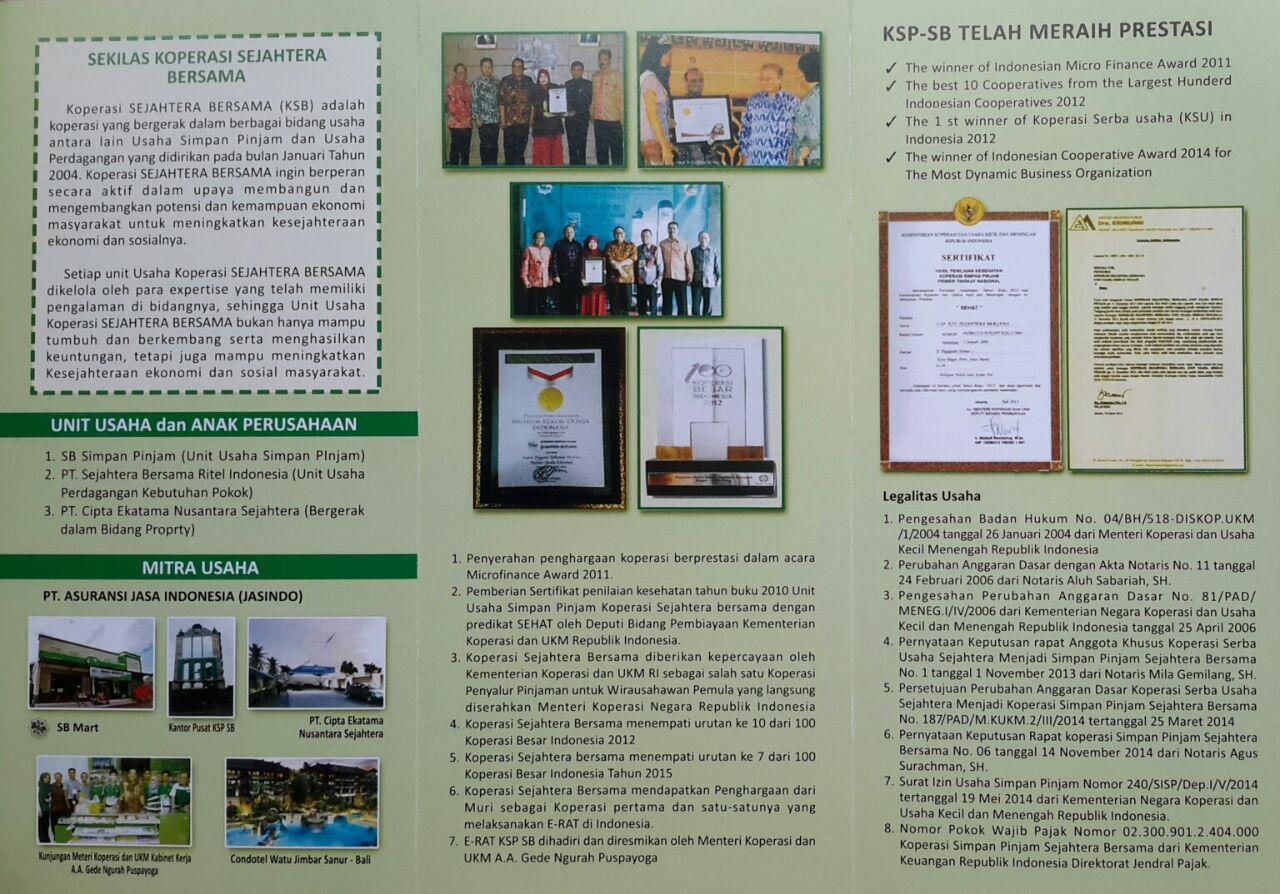 KOPERASI SIMPAN PINJAM SEJAHTERA BERSAMA KSPSB BROSUR