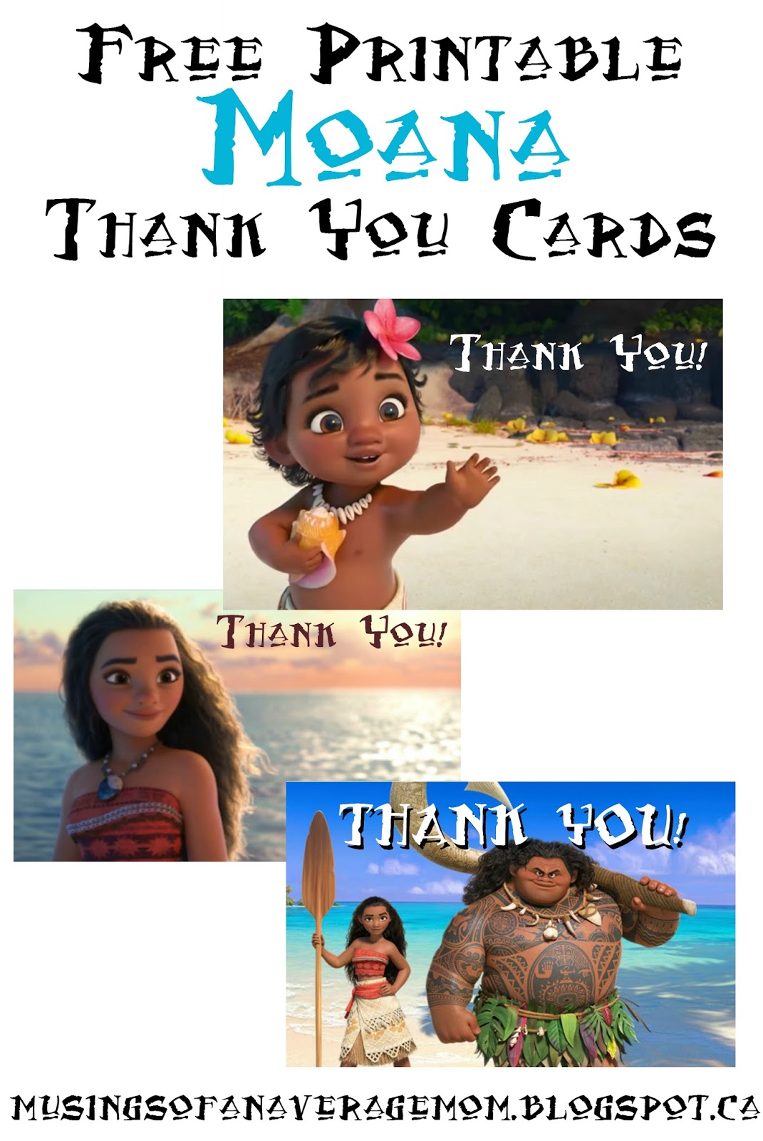 Musings Of An Average Mom Moana Thank You Cards