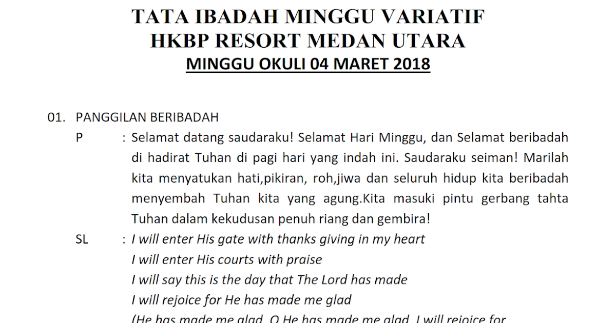 Liturgi Bahasa Batak Hkbp / Buku Kumpulan Liturgi Cerita