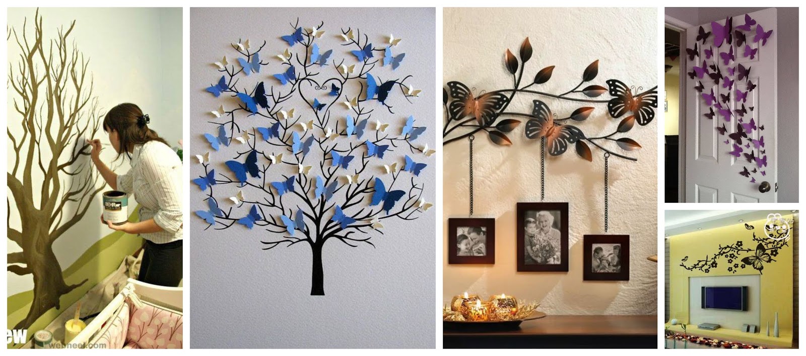 Decoracion De Paredes Con Mariposas De Papel Y Pintadas A Mano