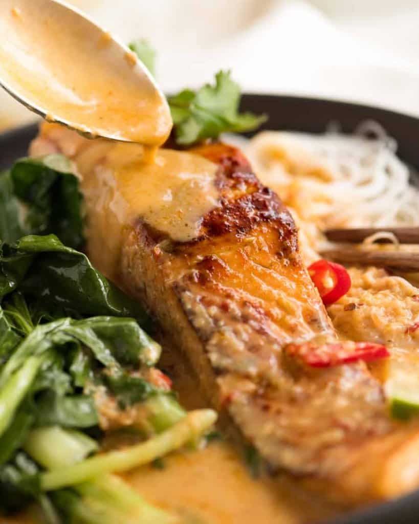 POACHED SALMON IN COCONUT LIME SAUCE Healthy Food Recipes Delicious