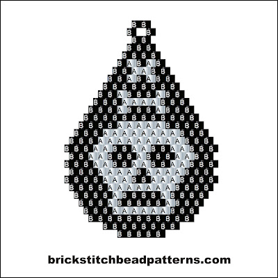 Click for a larger image of the Skull and Bones Teardrop Halloween bead pattern labeled color chart.