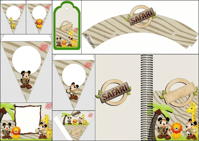 Mickey y Minnie de Safari: Kit para Imprimir Gratis.