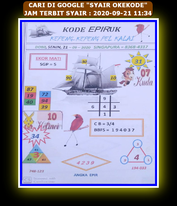 Kode Syair Epiruk Hari Ini