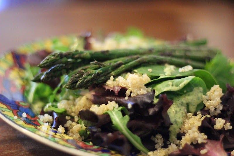 Quinoa & Asparagus Salad with Tahini Dressing