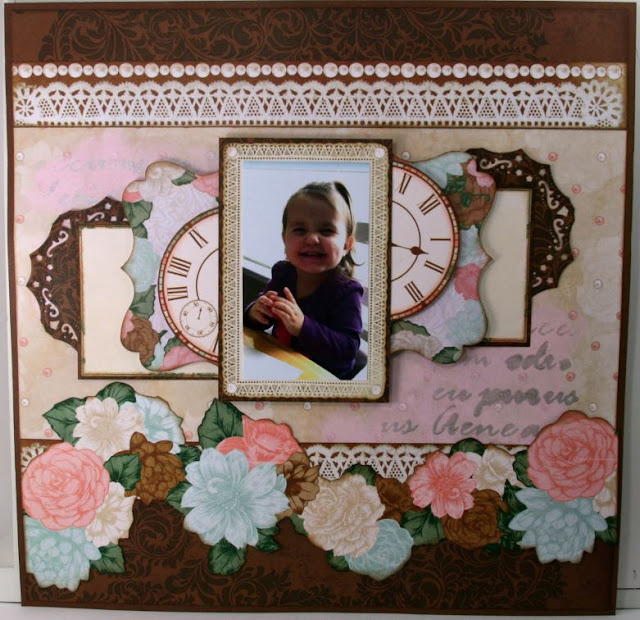 Sweet Liddy Scrapbook Layout by Ginny Nemchak using BoBunny Felicity Collection