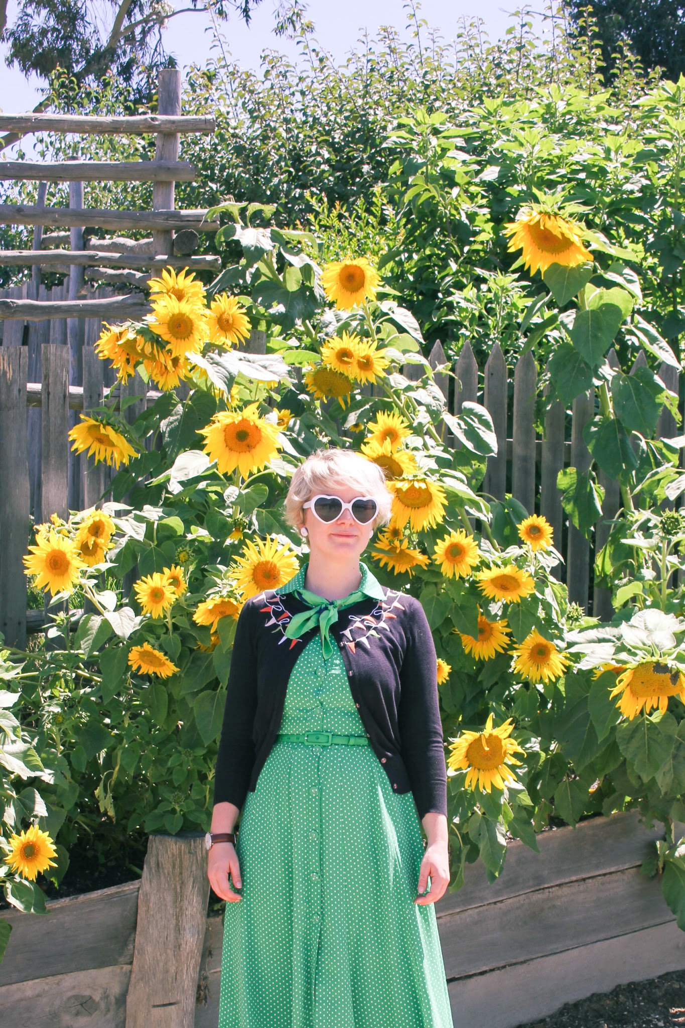 Finding Femme visits Sovereign Hill wearing green polka dot Review Australia, Laura Ashley, Cath Kidston and Sandler.