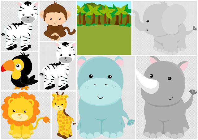 Clipart de Animales de la Selva Bebés. Clipart de Animales de la Selva Bebés.