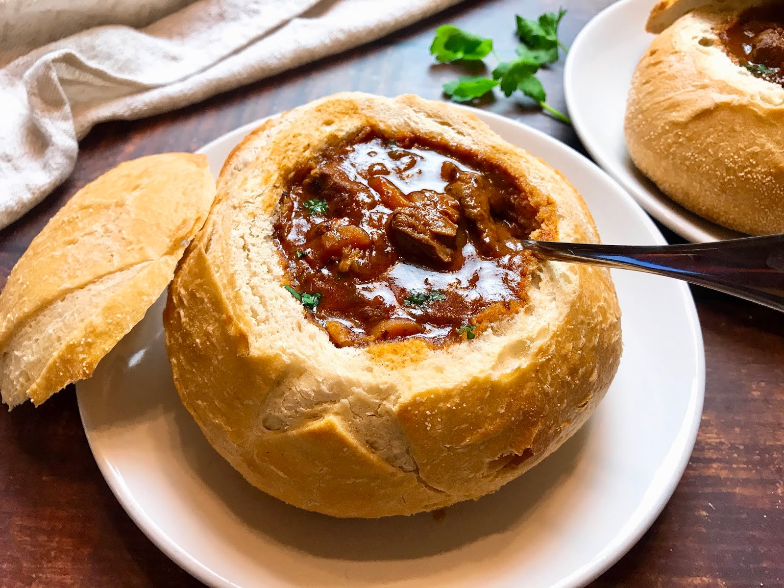 Hungarian Goulash in Bread Bowls