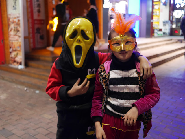 two children dressed up for Halloween in Changsha