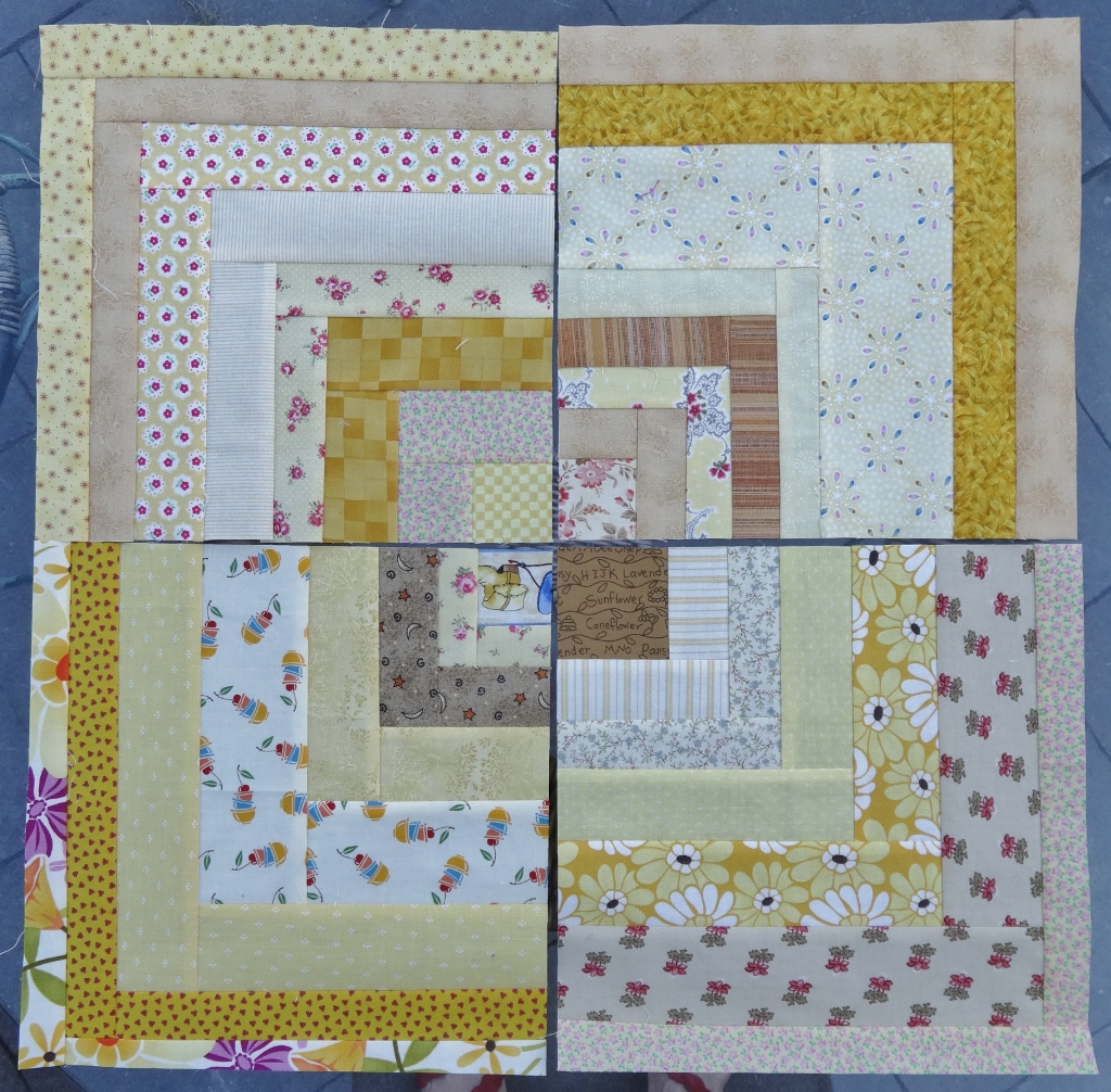 Inch By Inch Quilting Yellow Quarter Log Cabin Quilt Blocks