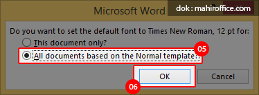 mengubah ukuran huruf default pada word