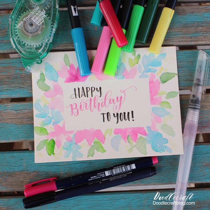 DIY watercolor cards with calligraphy and glitter — The Pastiche